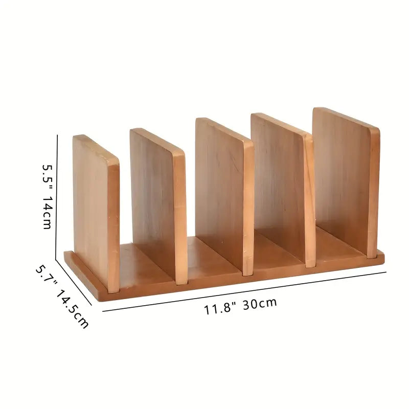 Wooden 4‑Slot Desk File Organizer with Mail Sorter – Desktop Document Holder for Office & Home