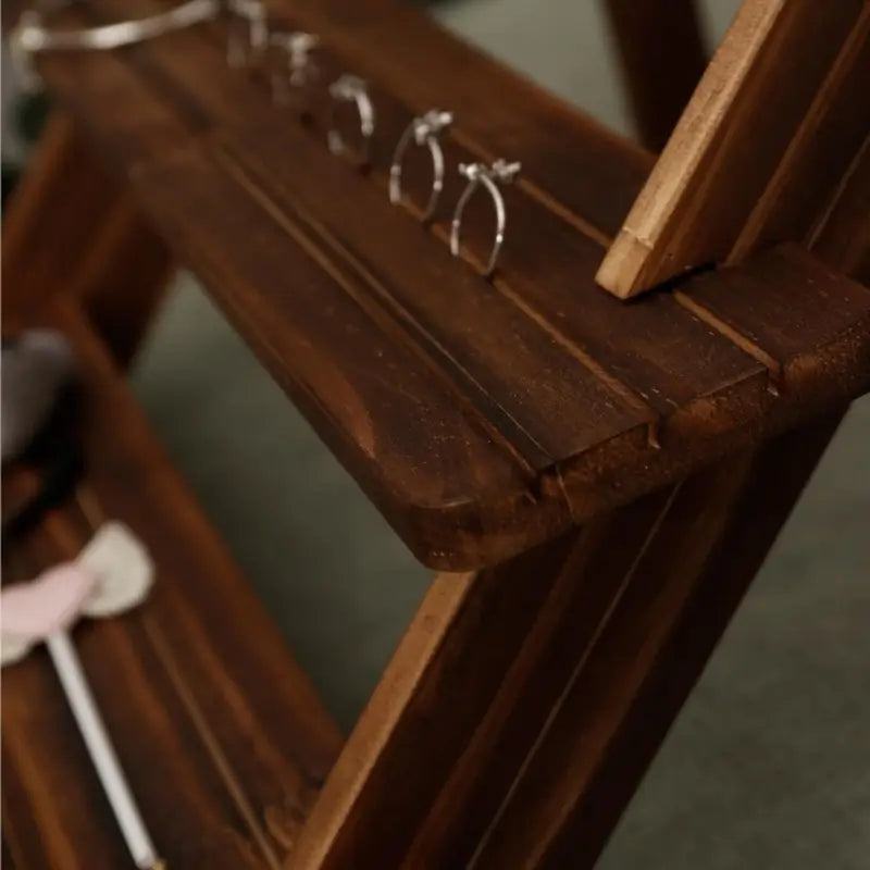 4‑Tier Wooden Display Stand – Heavy‑Duty Tiered Shelf for Jewelry, Cupcakes, Décor & Retail Organization