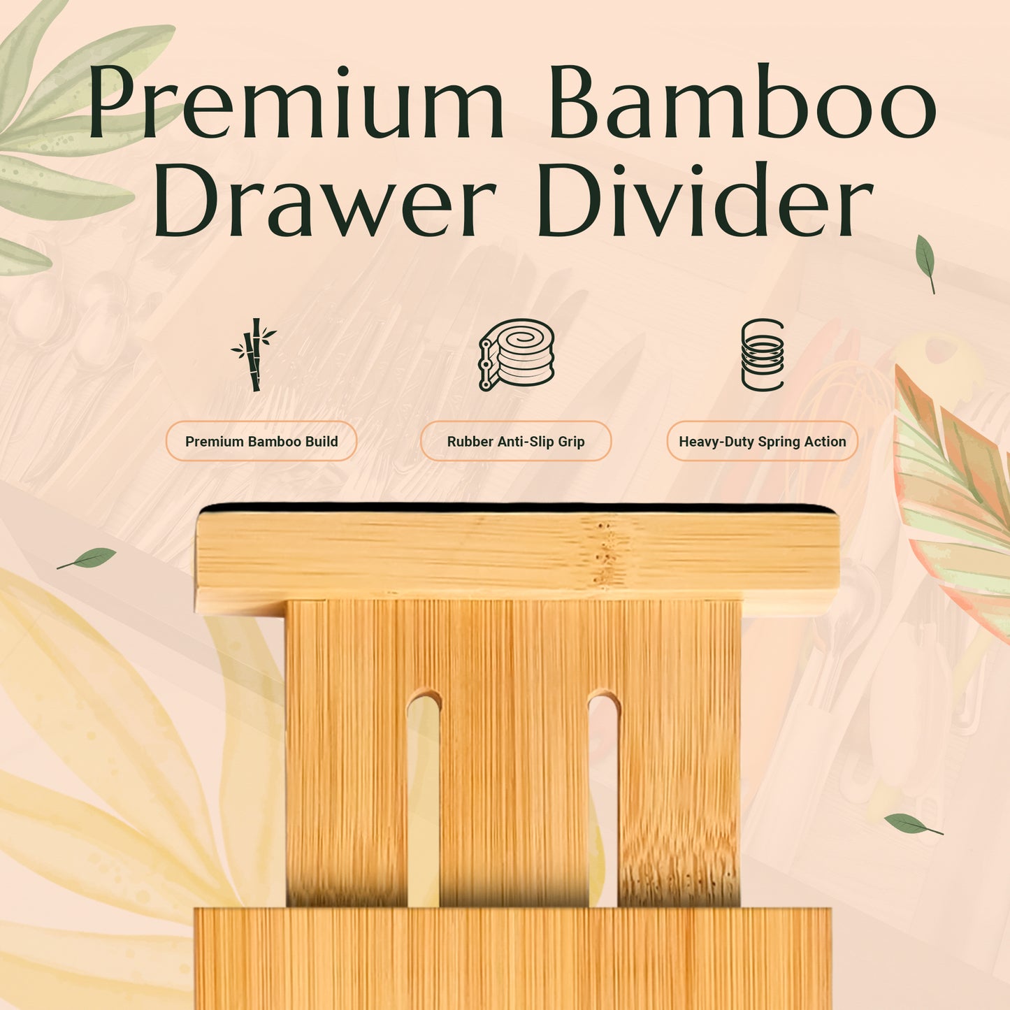 Expandable Bamboo Drawer Organizers – 6-Pack Divider Set for Clothes, Utensils & Office Drawers