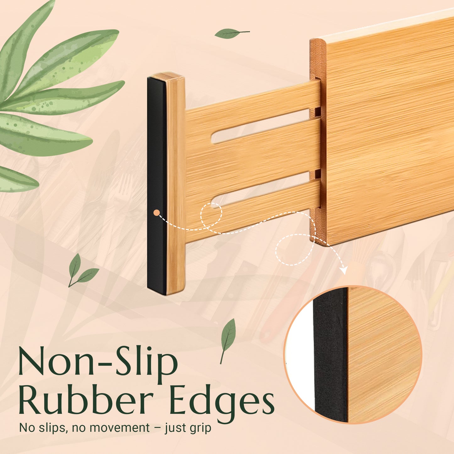 Expandable Bamboo Drawer Organizers – 6-Pack Divider Set for Clothes, Utensils & Office Drawers