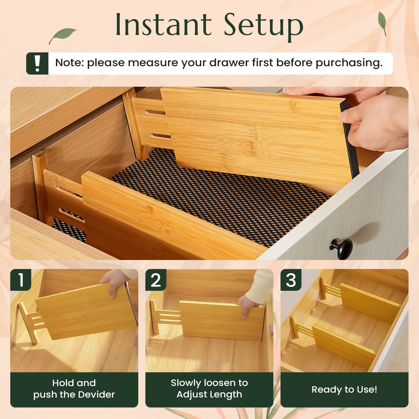 Expandable Bamboo Drawer Organizers – 6-Pack Divider Set for Clothes, Utensils & Office Drawers