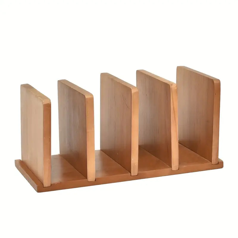 Wooden 4‑Slot Desk File Organizer with Mail Sorter – Desktop Document Holder for Office & Home