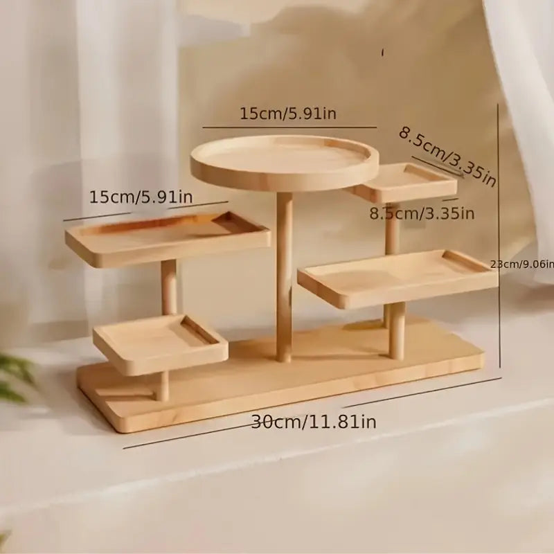 Rustic 3‑Tier Wooden Display Stand – Handcrafted Organizer for Jewelry, Plants, Crystals, & Small Décor
