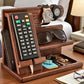 Wooden Bedside Storage Rack & Phone Charging Stand – Organizer for Wallet, Keys, Watch, Glasses & Coins – Gift for Men
